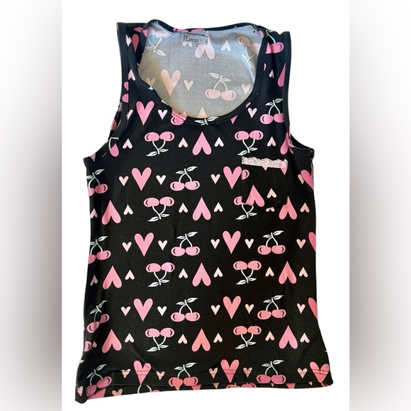 Pink and Black Heart Cherry Pajama Set - Picture 2 of 9